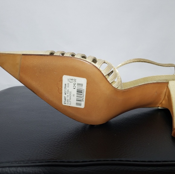 Stuart Weitzman Gold Pearl Criss Cross Heels 6.5 - Picture 5 of 6